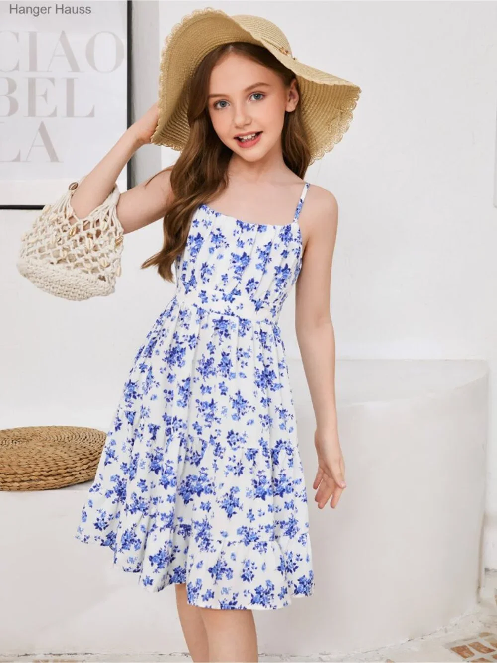 Floerns Girl's Floral Sleeveless Ruched Ruffle Hem A-Line Cami Short Dress_4